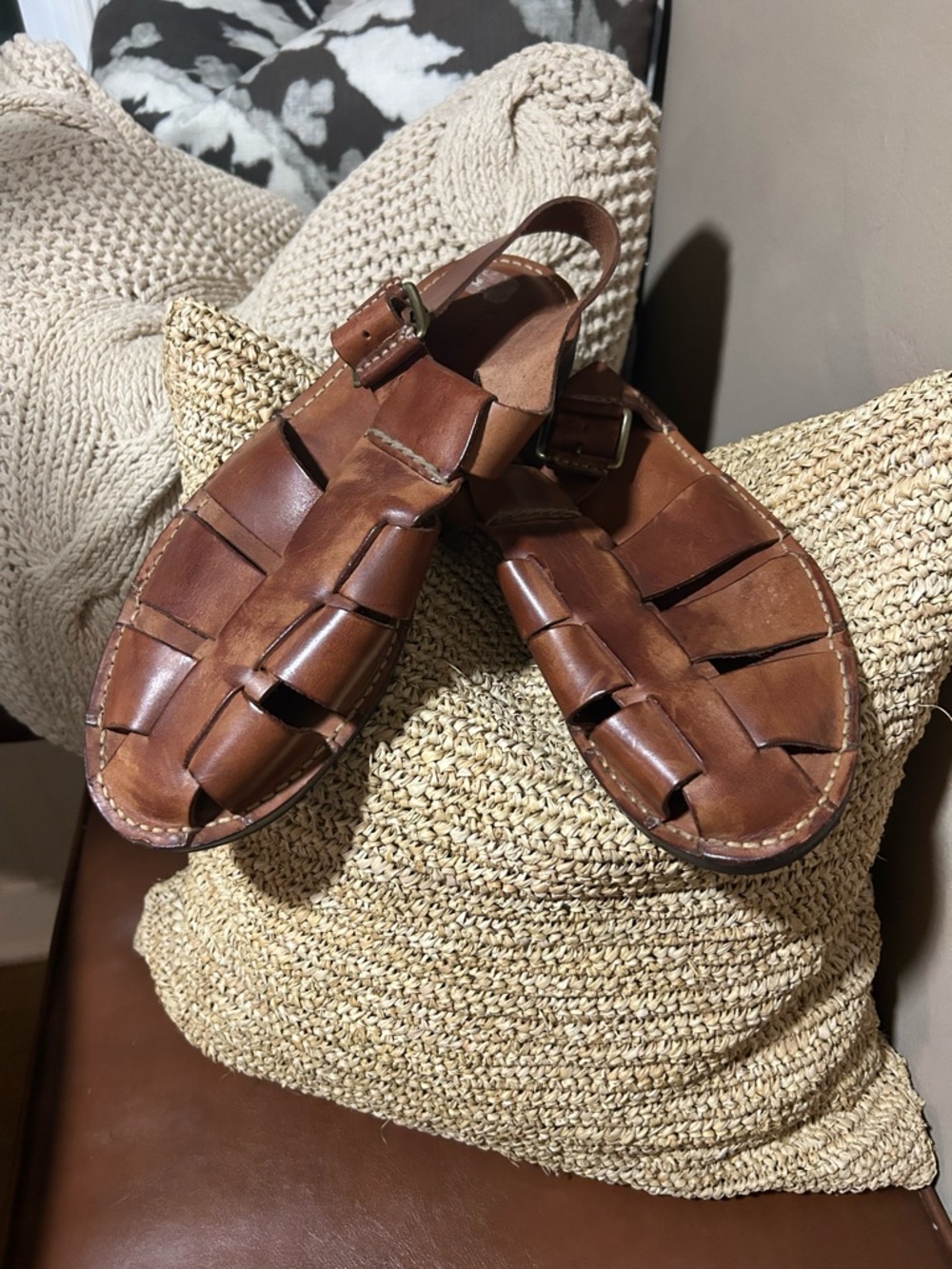 Cole Haan Men's Tan Brown Leather Fisherman Sandals